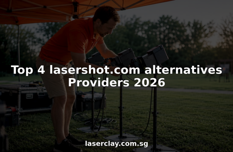 Event coordinator setting up laser clay shooting targets
