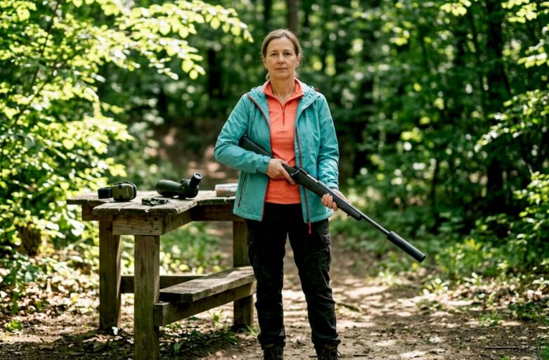Woman preparing eco-friendly shooting outdoors