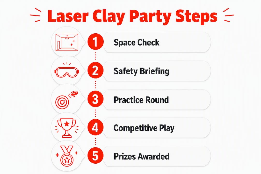 Infographic outlining laser clay party planning steps