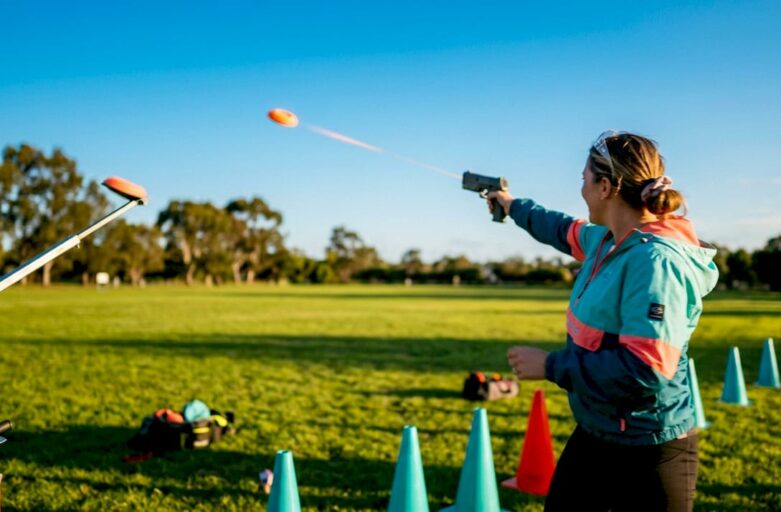 Laser clay shooting target mid-air