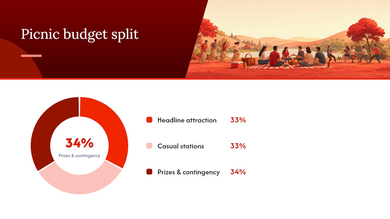 Company picnic budget allocation across three categories
