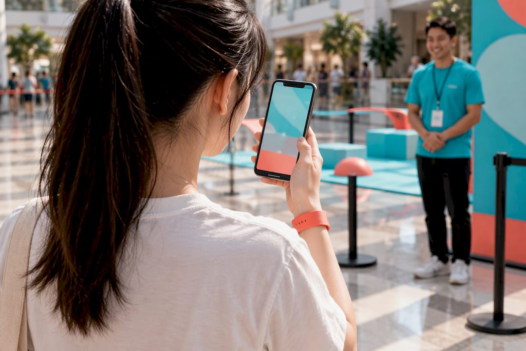 Participant scanning QR code after mall activation