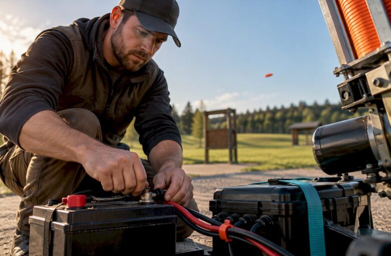 Technician checking laser clay power connections