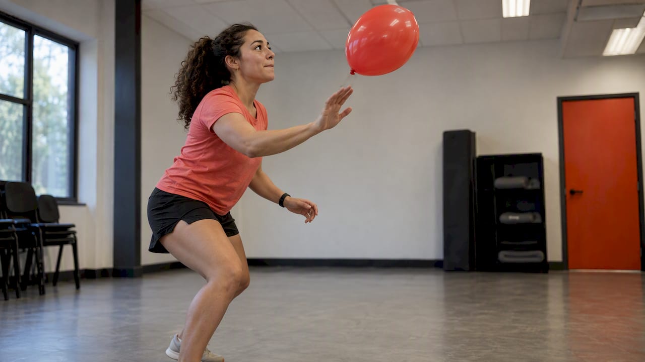 Guest keeping a balloon airborne during a party game