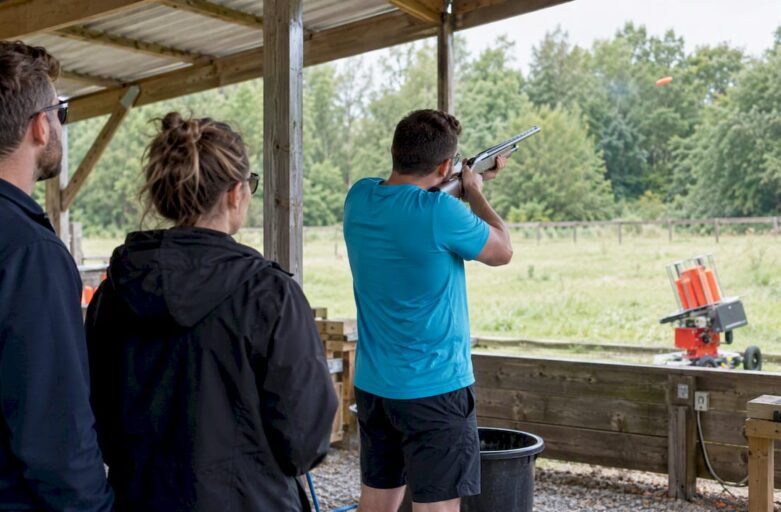 Participant taking a turn at Laser Clay
