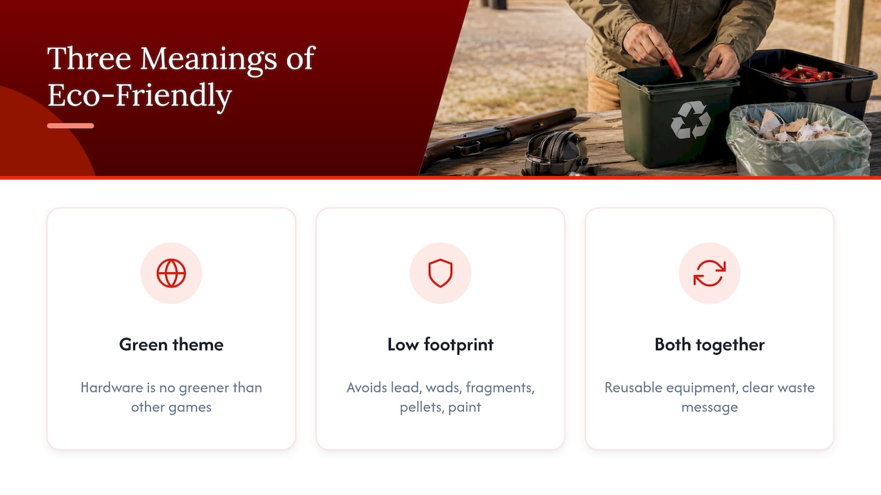 Three meanings of eco-friendly shooting games